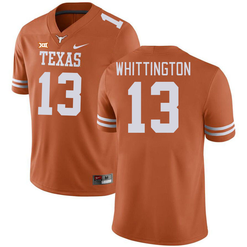 Men #13 Jordan Whittington Texas Longhorns 2023 College Football Jerseys Stitched-Orange